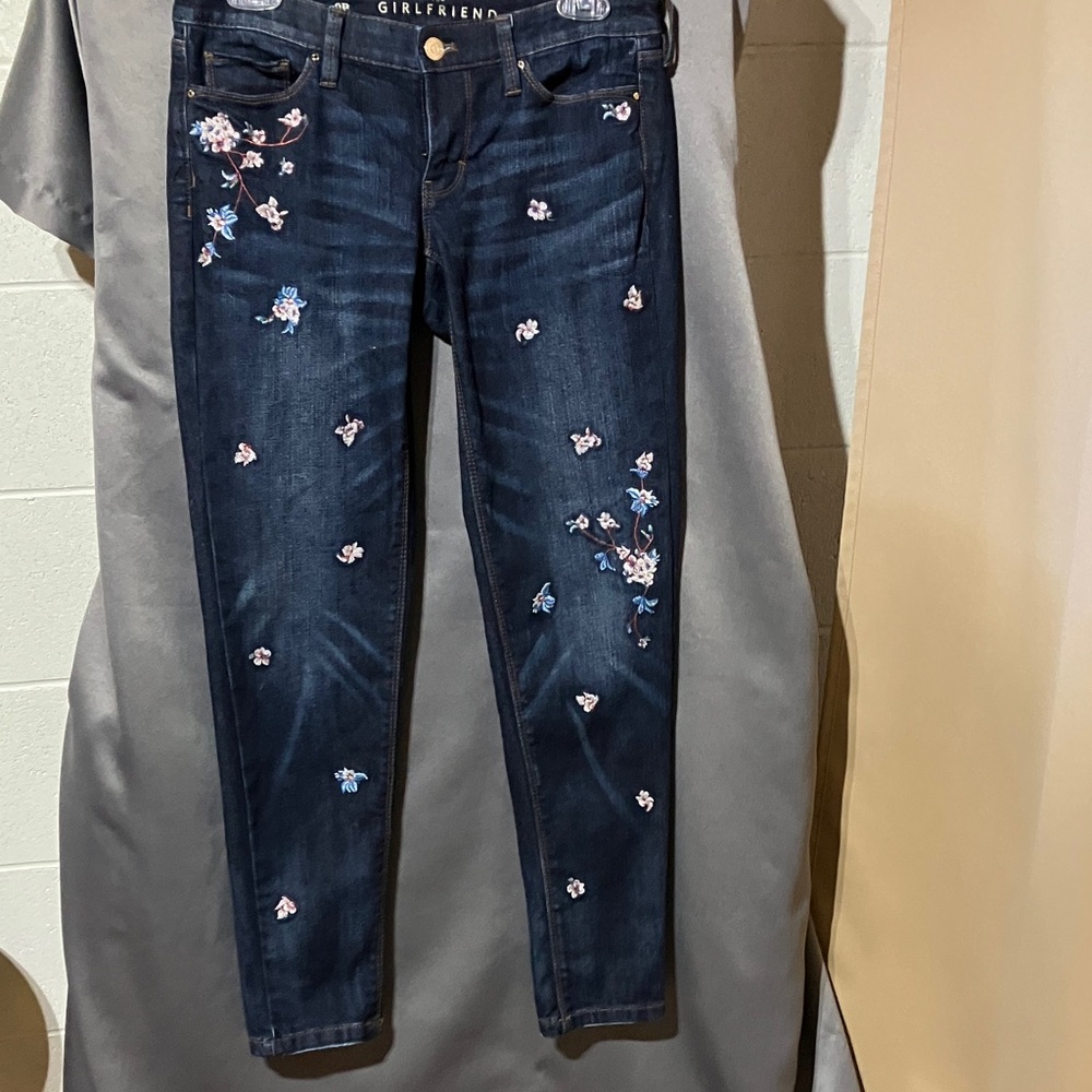 Girlfriend Collective Navy Floral Boyfriend Jeans